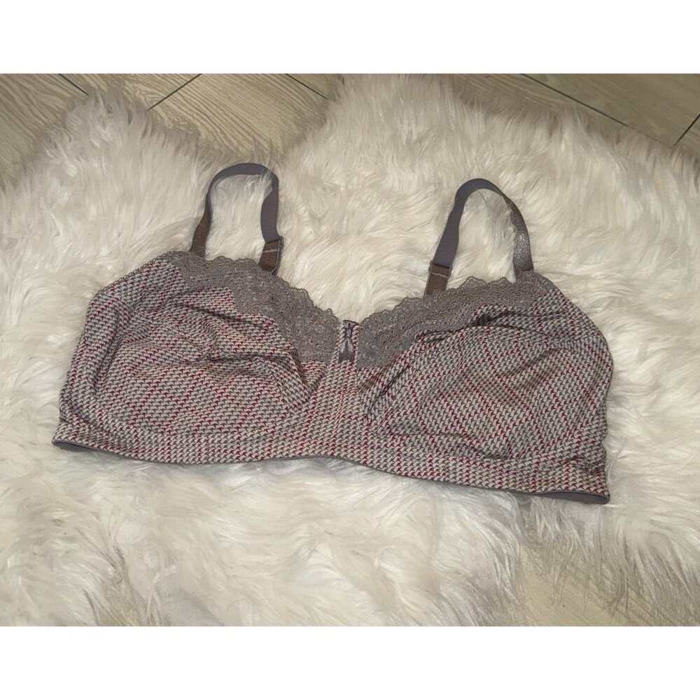 Amoena 45026 Luna SB Mastectomy Bra Unlined Wire Free Womens 40C Houndstooth